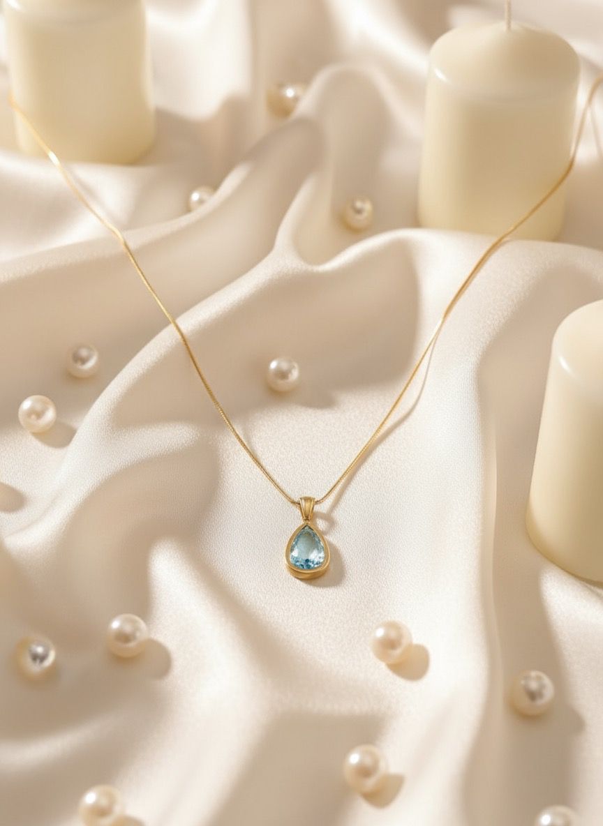 Aqua Teardrop Elegance Necklace