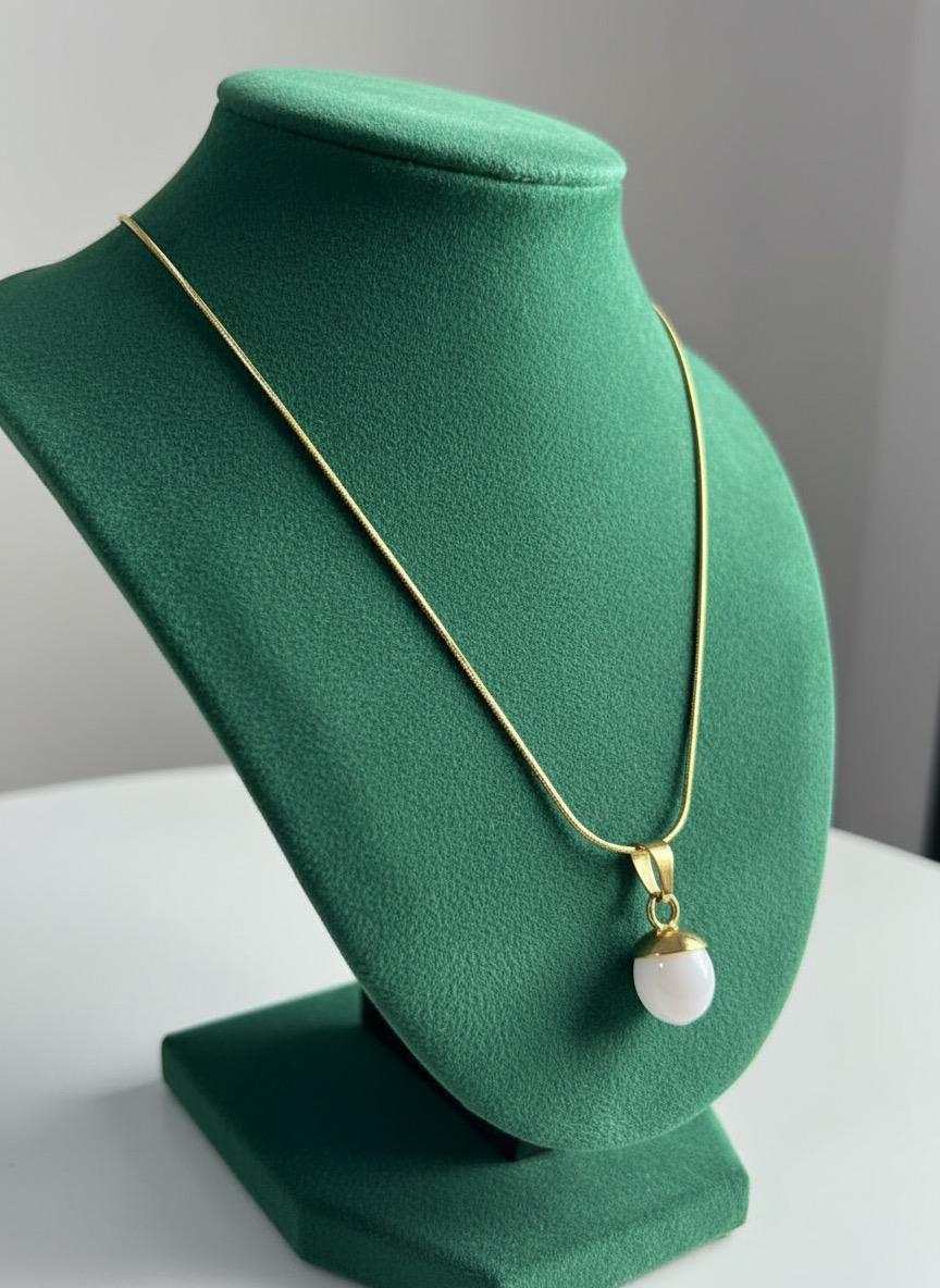 Gold Plated Necklace with Pearl Drop Pendant