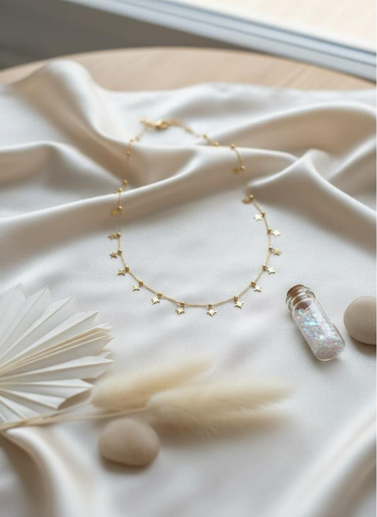 Shimmering Four Pointed Start Necklace