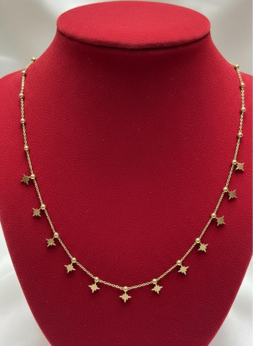 Shimmering Four Pointed Start Necklace