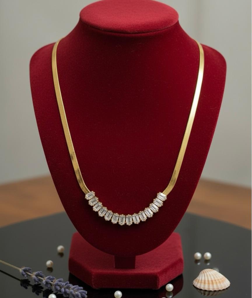 Anti Tarnish Snake Chain with Studded Stones