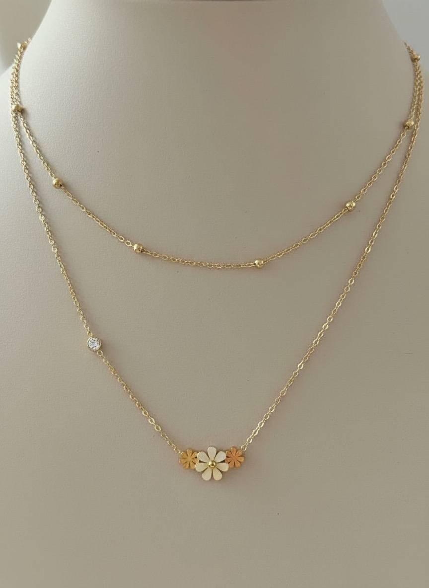 Pretty Daisy Double Layer Necklace
