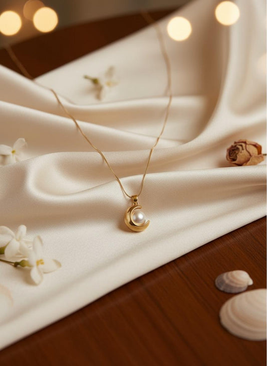 Half Moon Pearl Pendant Necklace