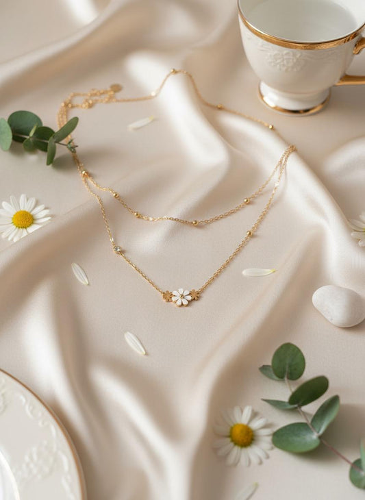 Pretty Daisy Double Layer Necklace