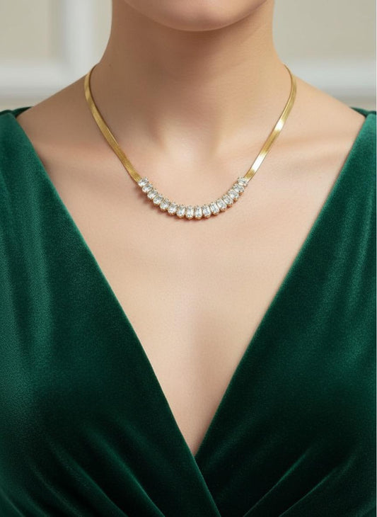 Anti Tarnish Snake Chain with Studded Stones