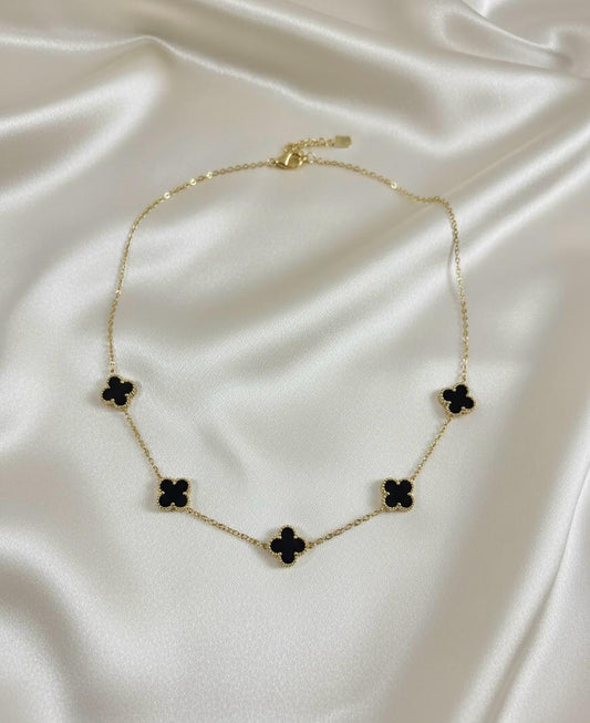 Charm of the Night Multi Black Clover Neck Chain