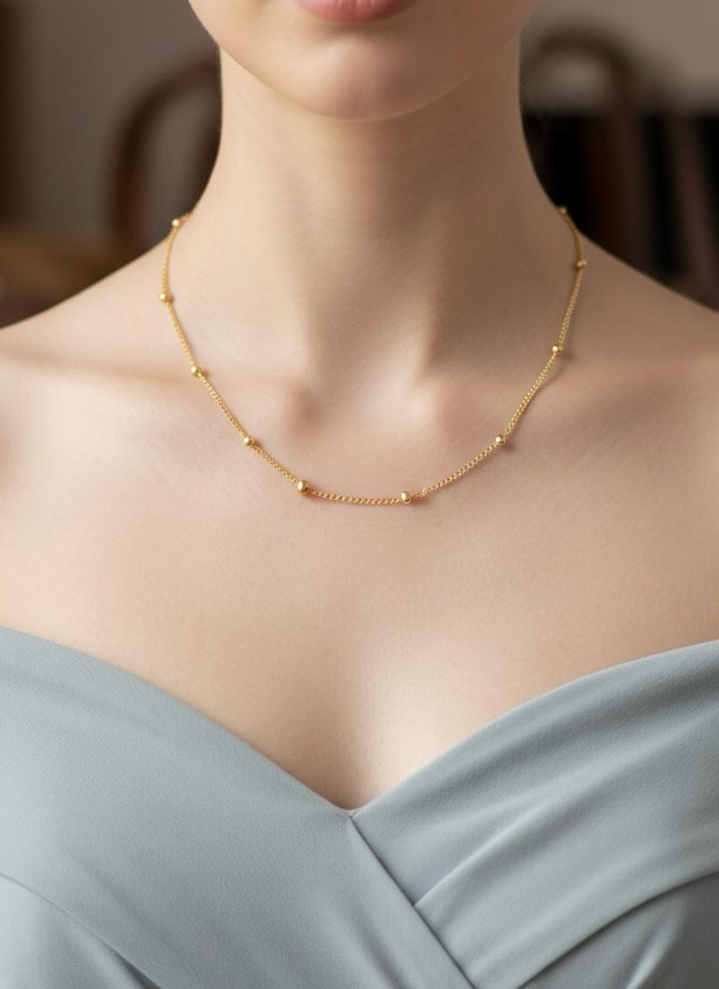 Beaded Ball Minimal Plain Chain