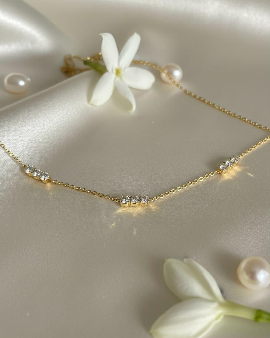 Triple Stone Charm Necklace