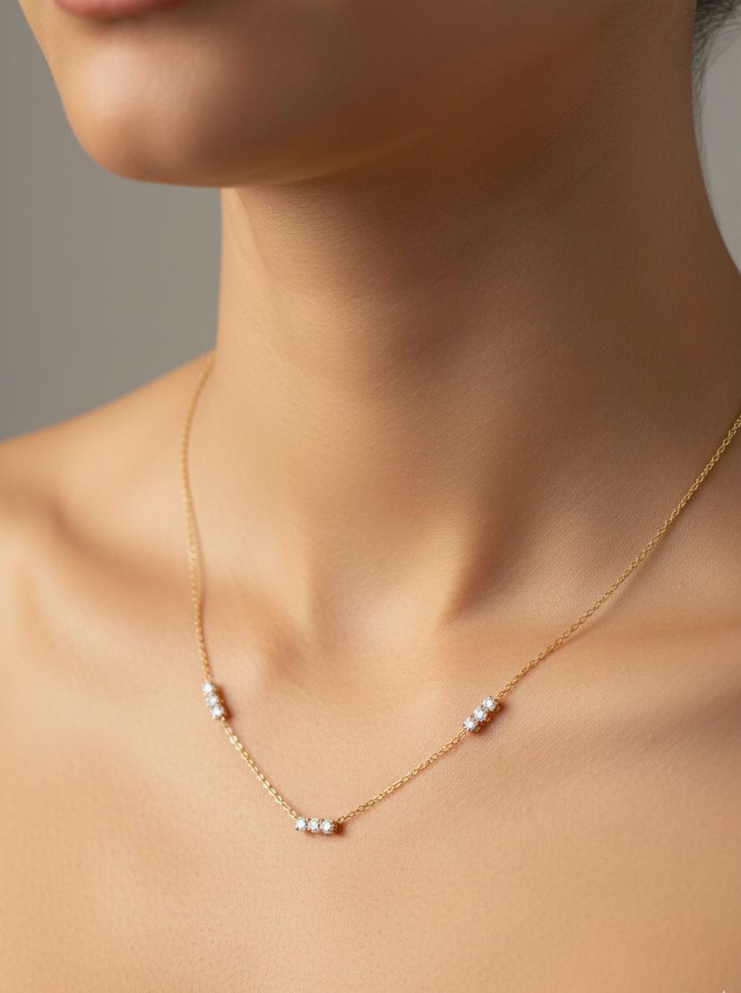 Triple Stone Charm Necklace