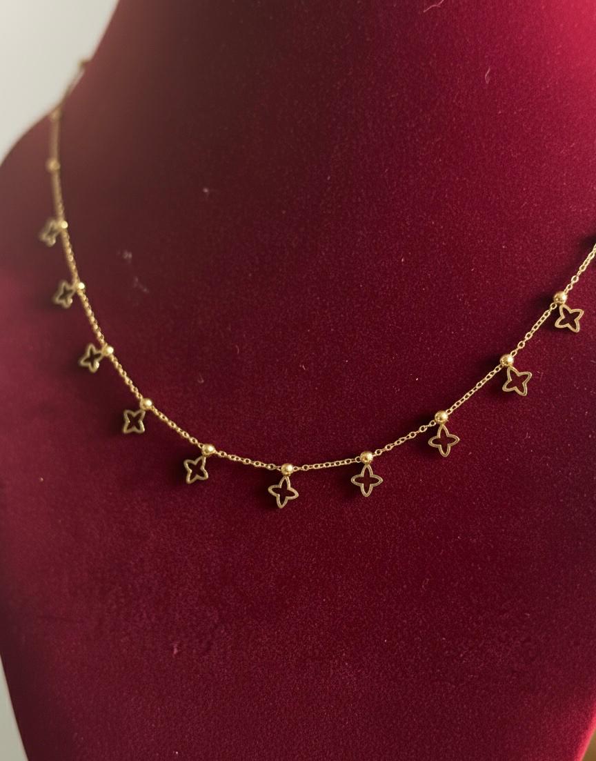 Hallow Four Pointed Multi Start Necklace