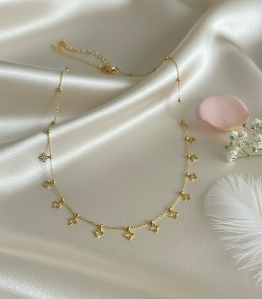 Hallow Four Pointed Multi Start Necklace