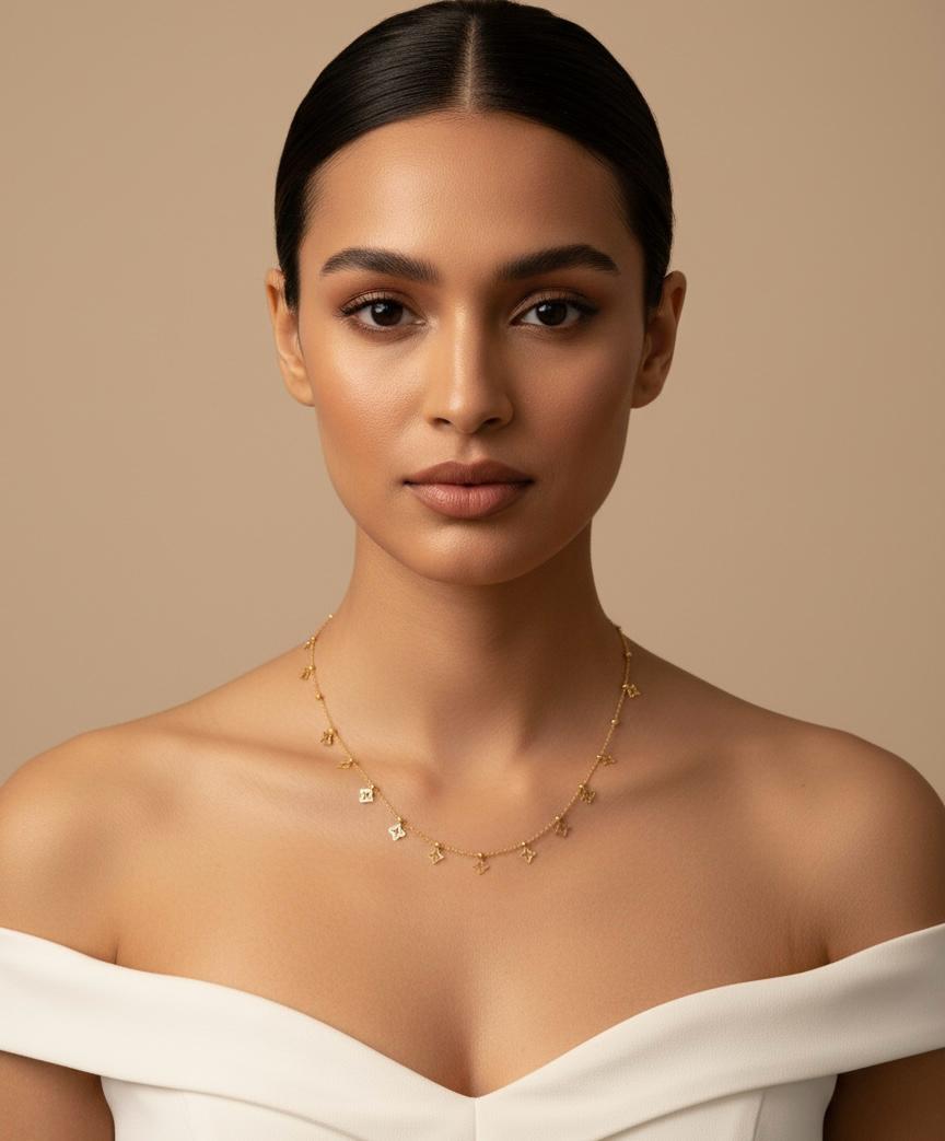 Hallow Four Pointed Multi Start Necklace