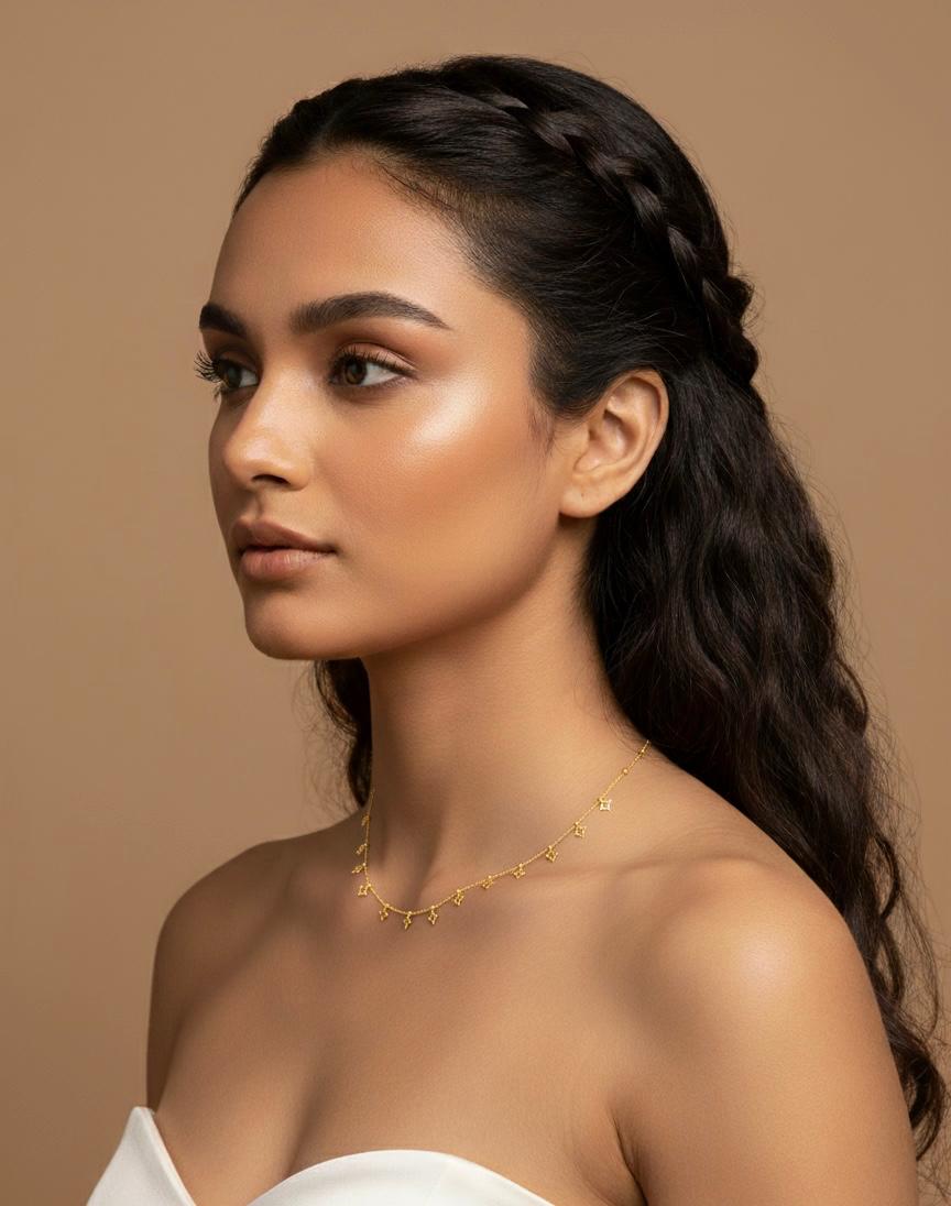 Hallow Four Pointed Multi Start Necklace