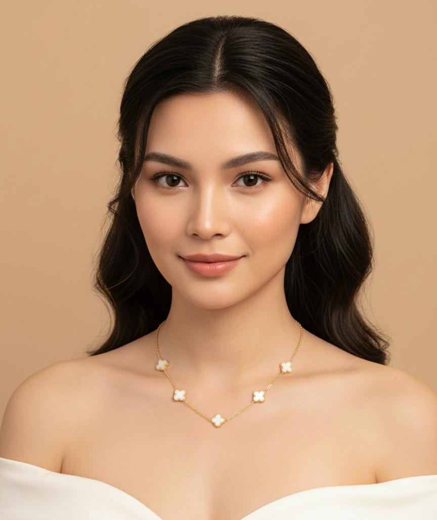Elegant White Clover Necklace