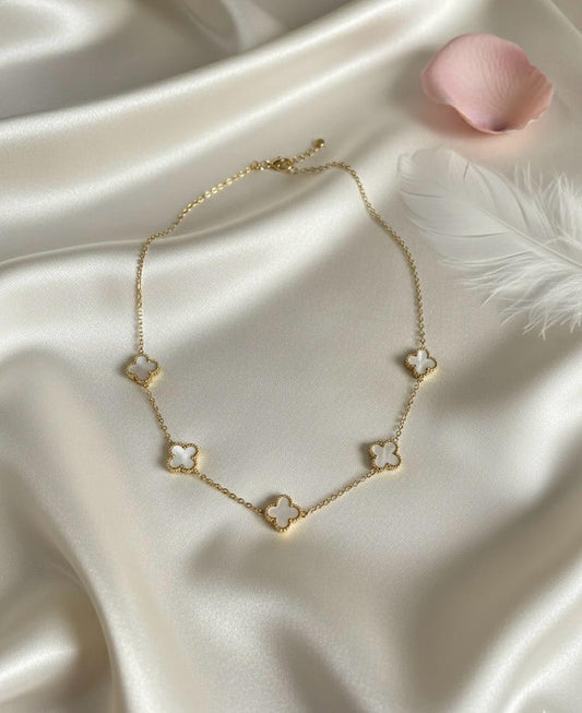 Elegant White Clover Necklace