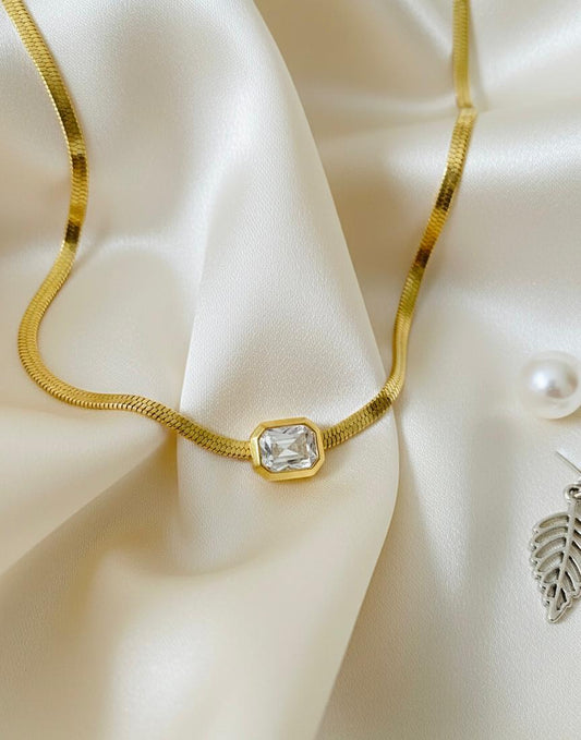 Single White Stone Snake Chain