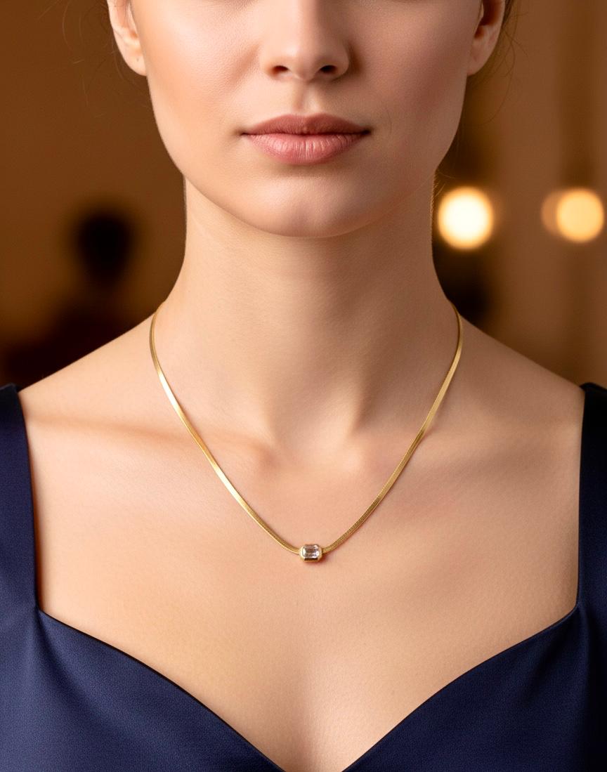 Single White Stone Snake Chain
