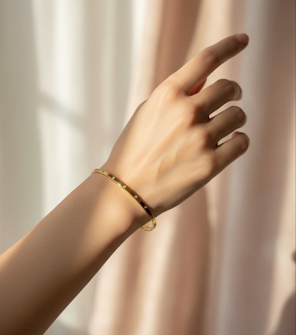 Stone Studded Sleek Bangle Bracelet