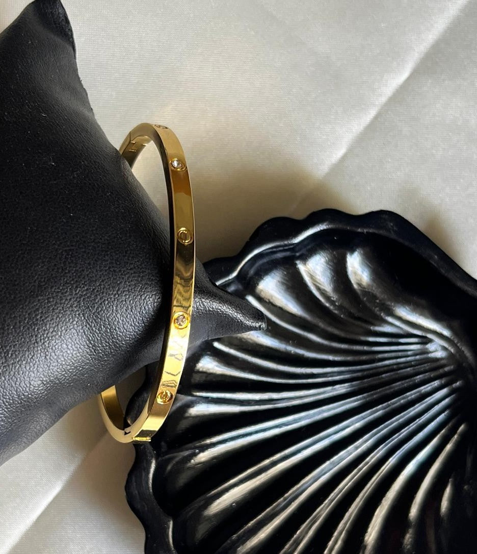 Stone Studded Minimalist Bangle Bracelet