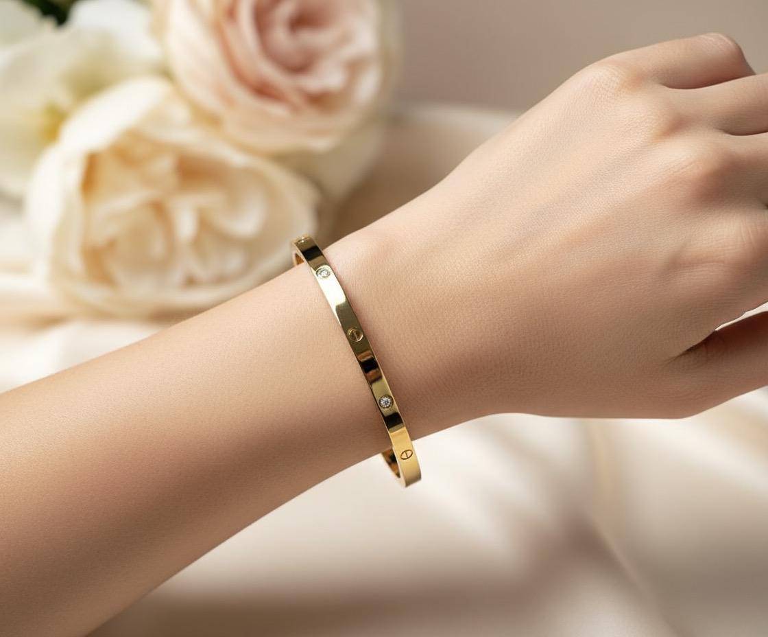 Stone Studded Minimalist Bangle Bracelet