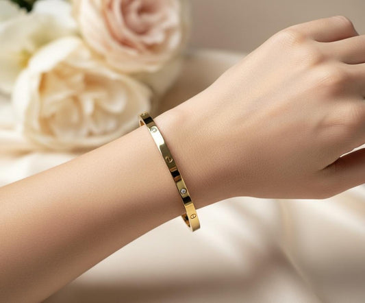 Stone Studded Minimalist Bangle Bracelet