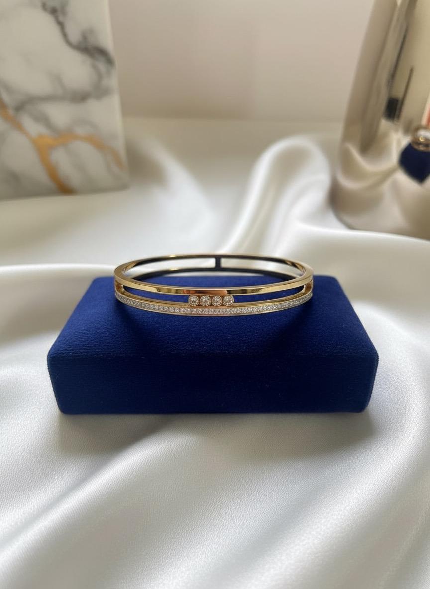 Stone Sandwiched Bangle Bracelet