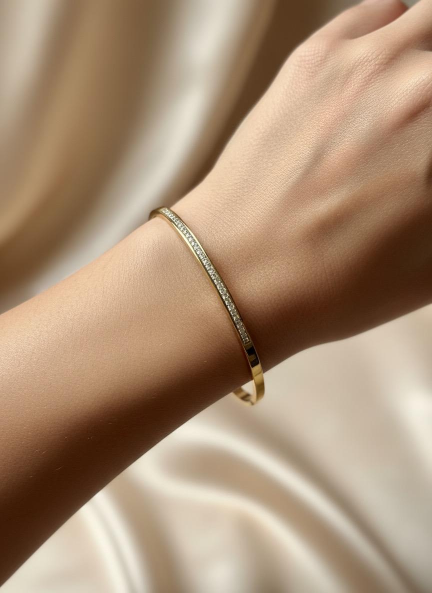 Stone Rush Single Line Bangle Bracelet