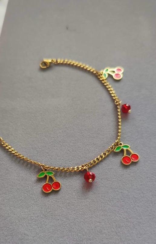 Red Cherry Charm Bracelet