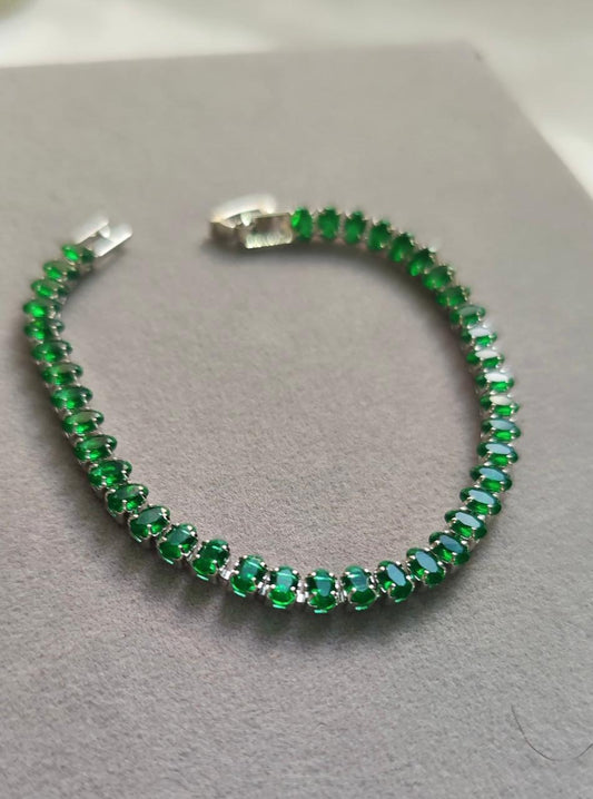 Single Line Emerald Green Tennis Bracelet