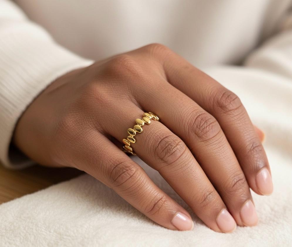 Gold Flat Bead Adjustable Ring