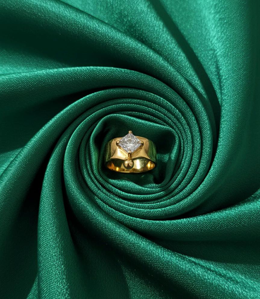Princess Cut Cubic Stone Adjustable  Ring