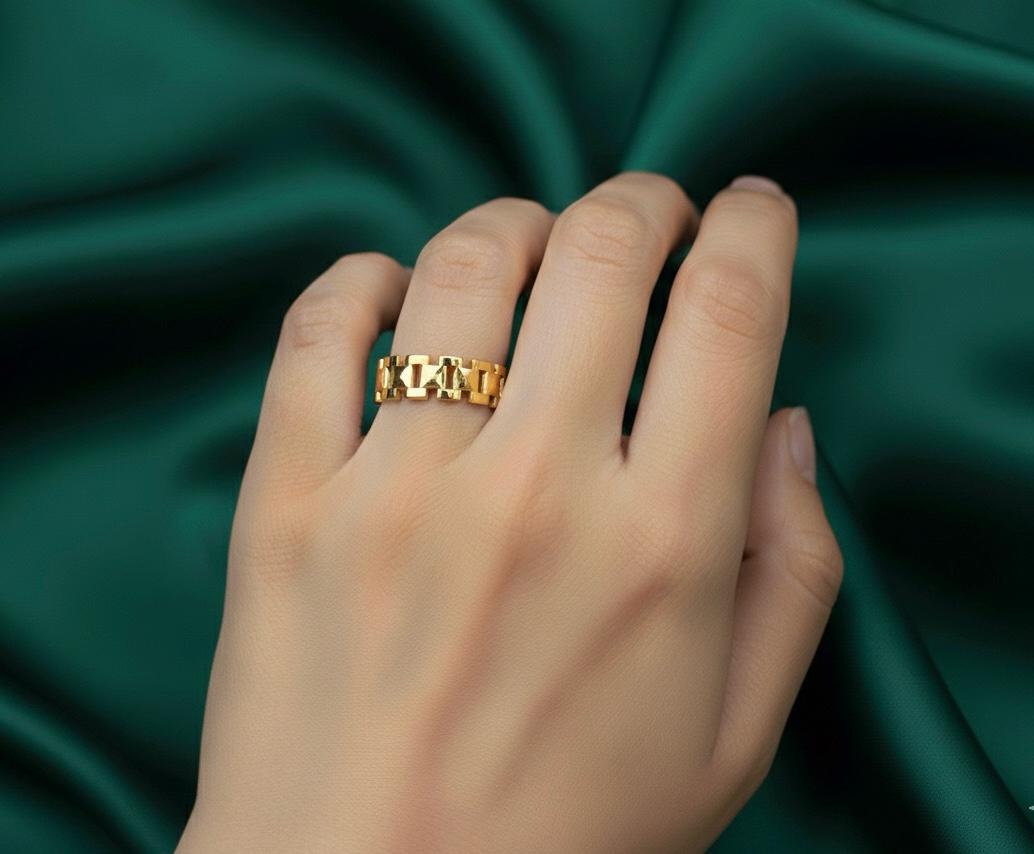 Chunky Gold Link Adjustable  Ring