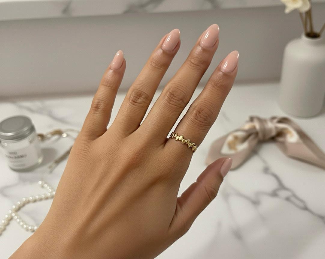 Gold Flat Bead Adjustable Ring