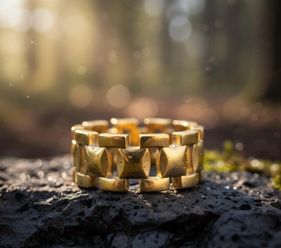 Chunky Gold Link Adjustable  Ring