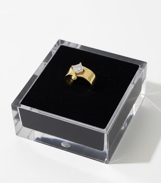 Princess Cut Cubic Stone Adjustable  Ring