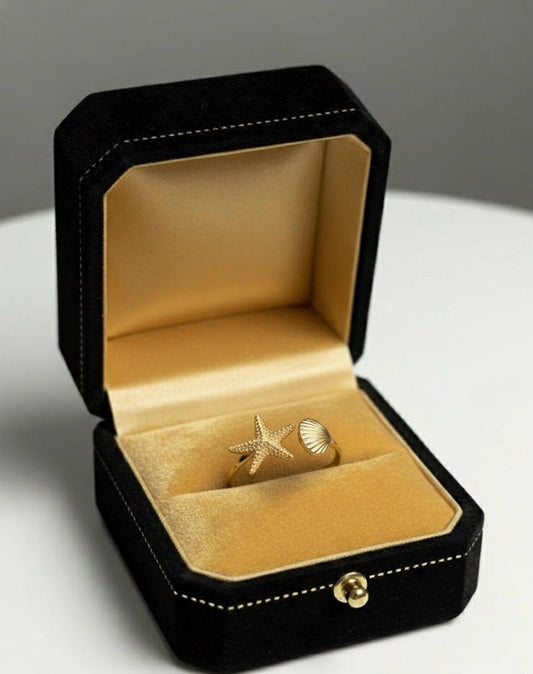 Sea Shell & Starfish Adjustable Ring