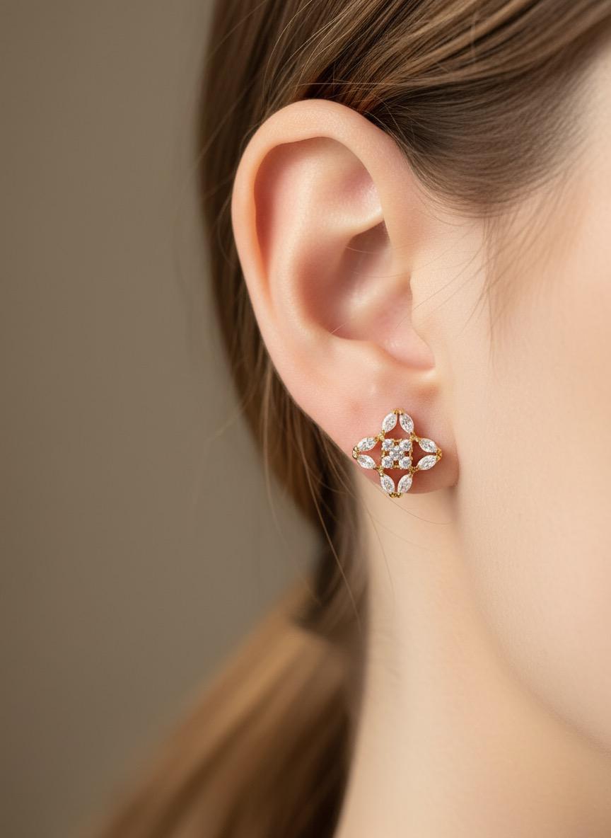 Symmetry Gold Diamond Stud Earrings