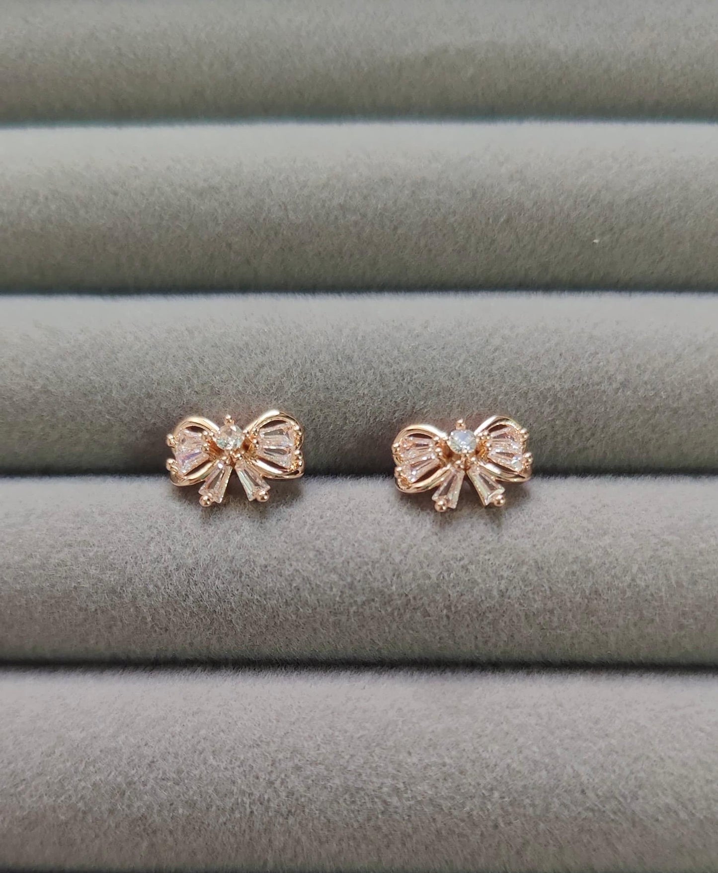 Tiny Shiny Rose Gold Bow Rose Gold Stud Earrings