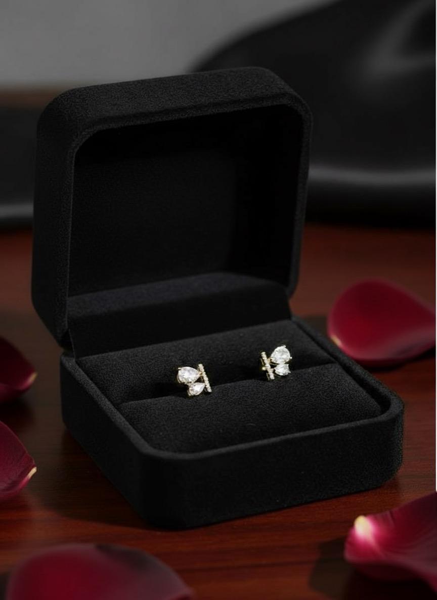 Dual Stone Cluster Rose Gold Earrings