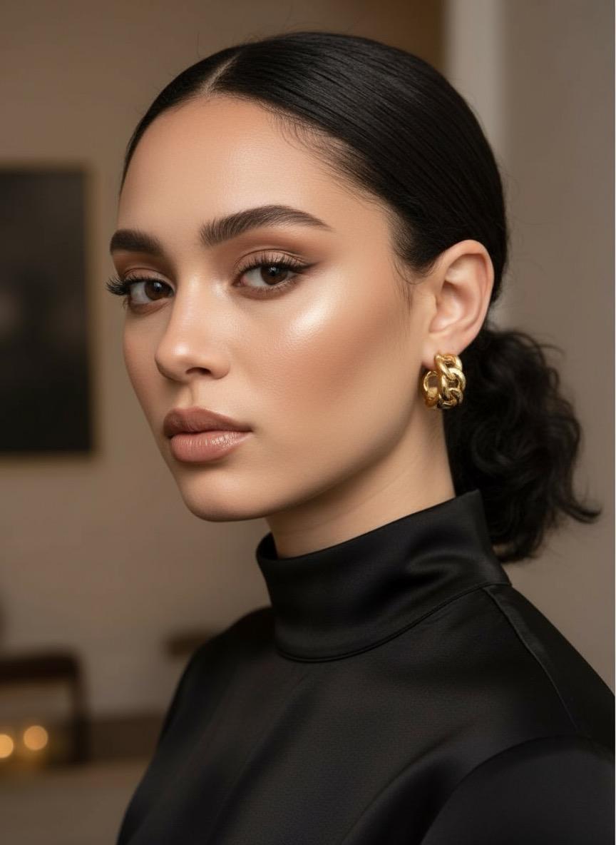 Gold Chain Link Hoop Earrings