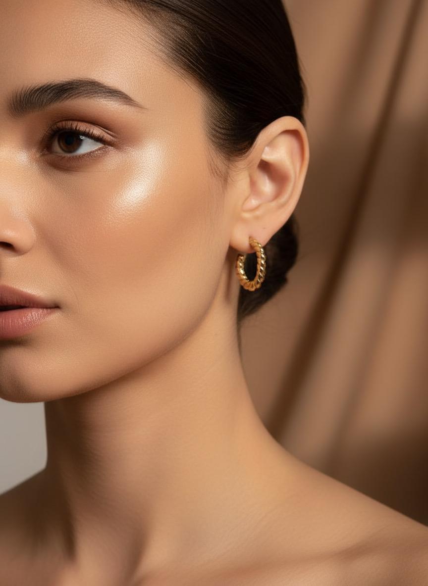 Twister Gold Hoop Earrings