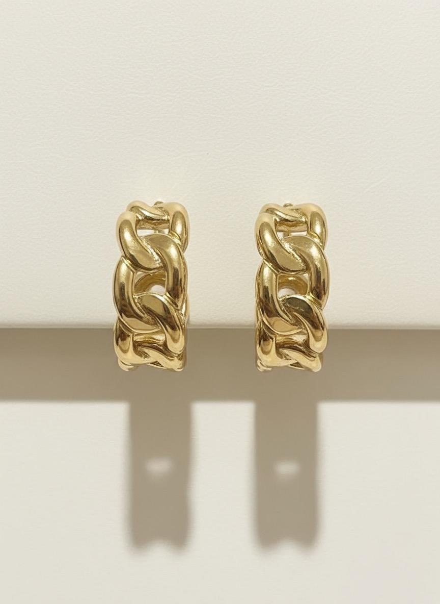 Gold Chain Link Hoop Earrings