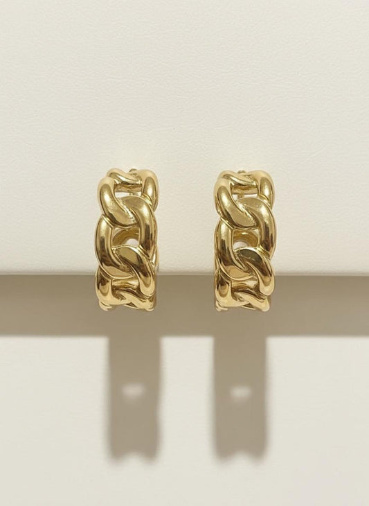 Gold Chain Link Hoop Earrings