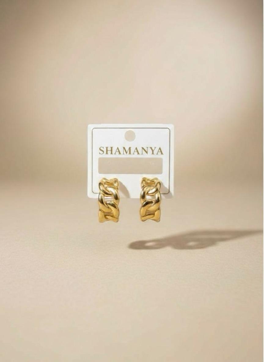 Gold Chain Link Hoop Earrings