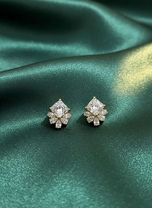 Dazzling Bloom Floral Gold Stud Earrings