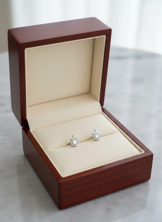 Apple Heart Silver Stud